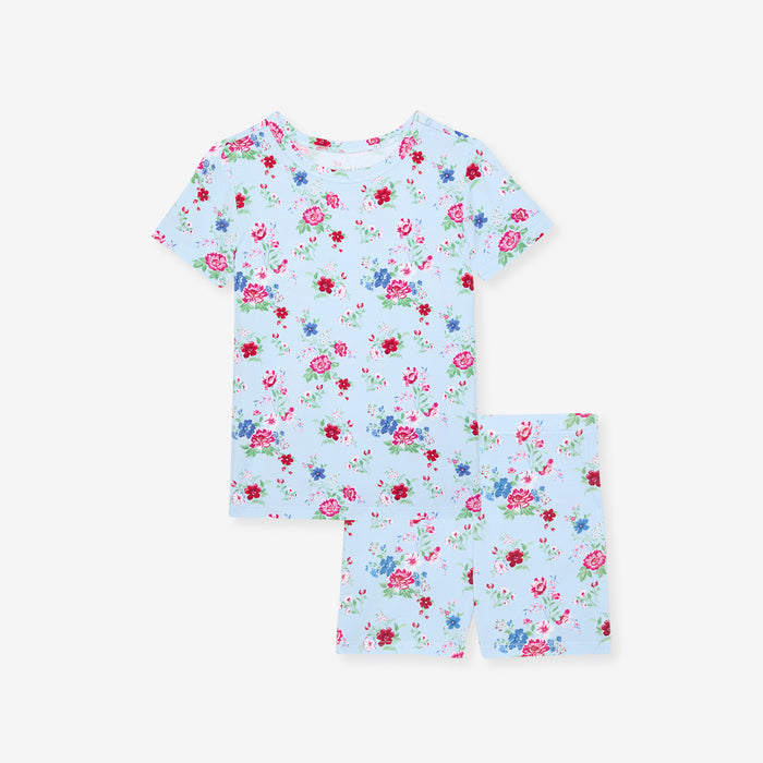 Floral pajama set on a white background