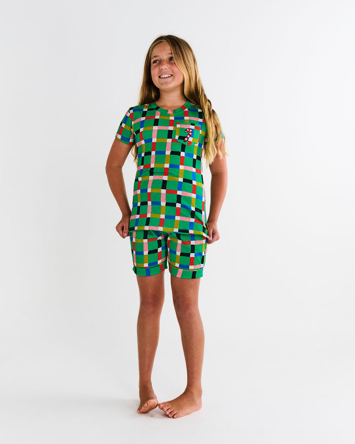 Jolly Tartan Kids Organic Cotton Short Sleeve Tee & Short Pyjama Set