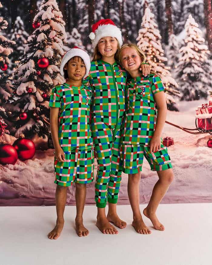 Jolly Tartan Kids Organic Cotton Short Sleeve Tee & Short Pyjama Set