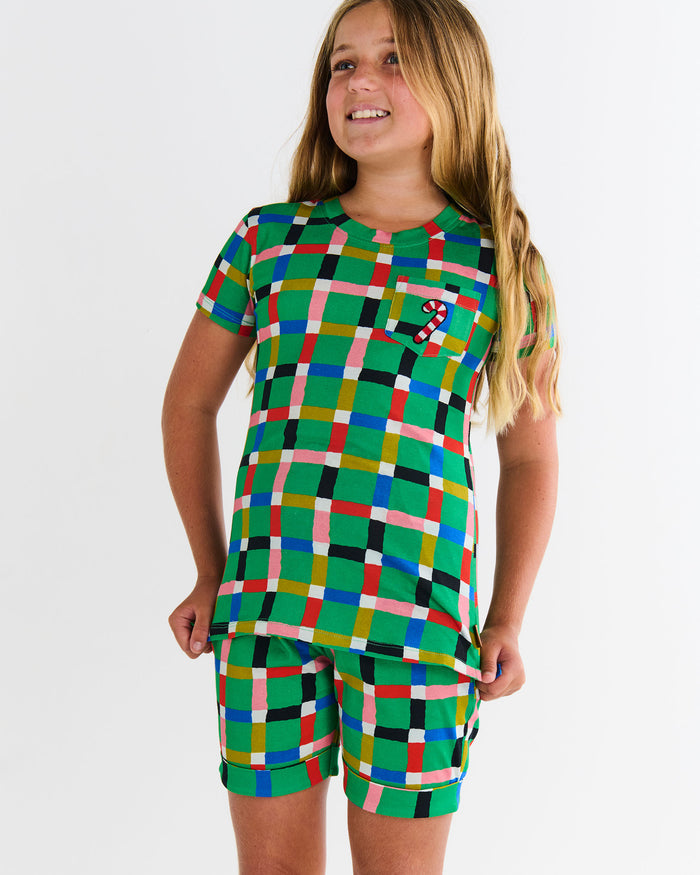 Jolly Tartan Kids Organic Cotton Short Sleeve Tee & Short Pyjama Set