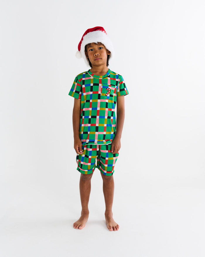 Jolly Tartan Kids Organic Cotton Short Sleeve Tee & Short Pyjama Set