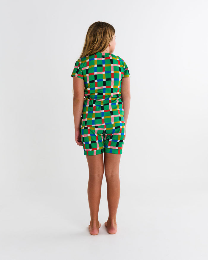 Jolly Tartan Kids Organic Cotton Short Sleeve Tee & Short Pyjama Set