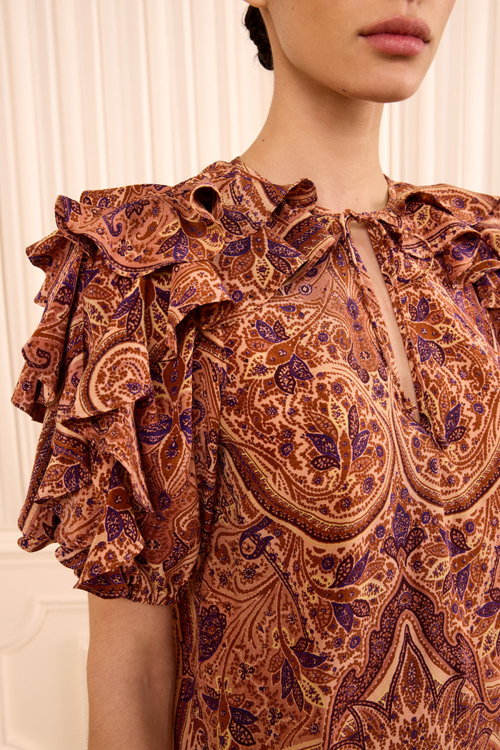 Josephine Short Sleeve Silk Top - Rosette