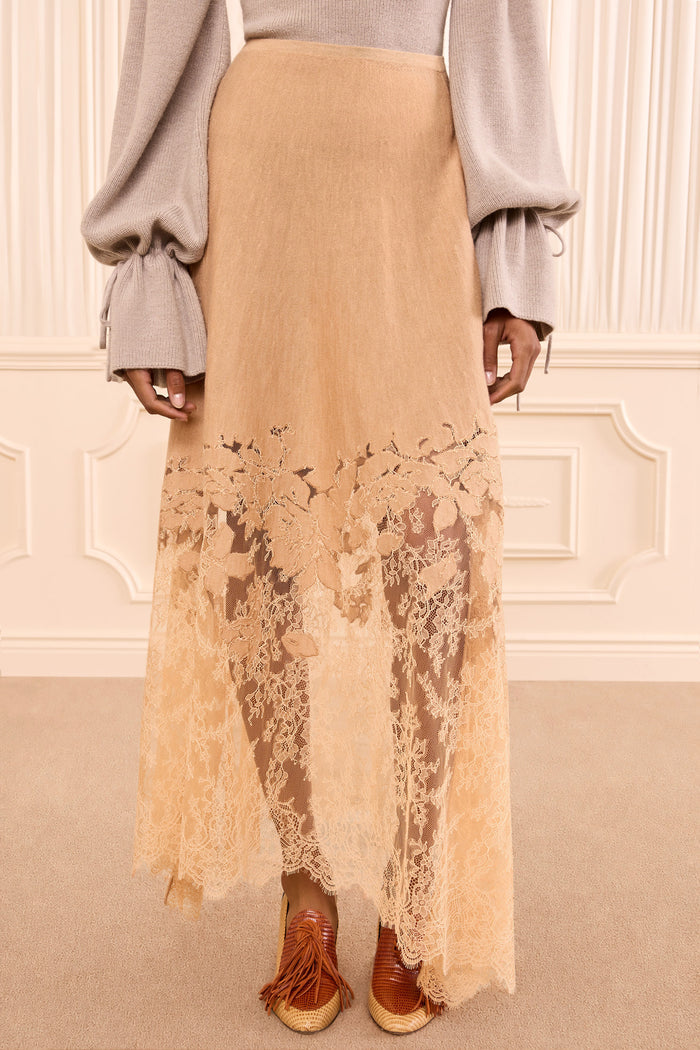 Josina Lace Midi Skirt - Almond