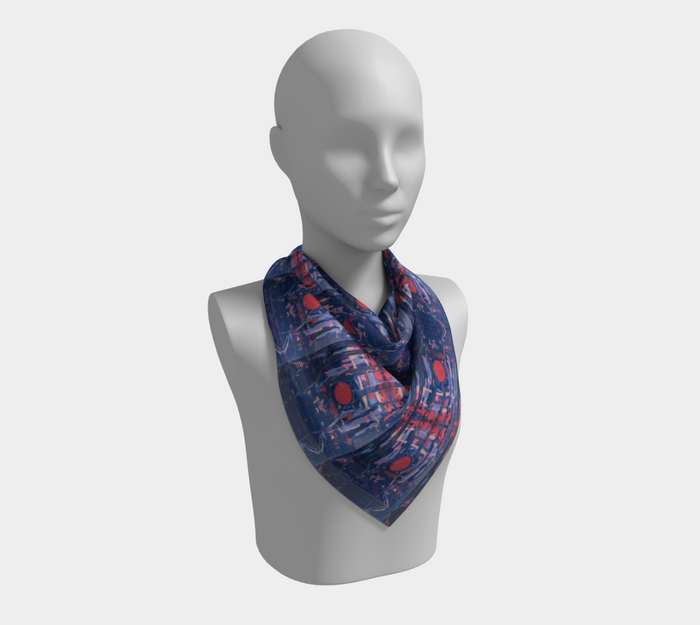"Joy" Square Scarf #2 (Blue, Pink)