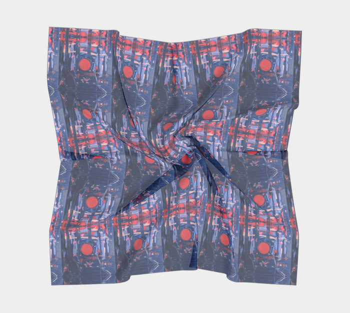 "Joy" Square Scarf #2 (Blue, Pink)