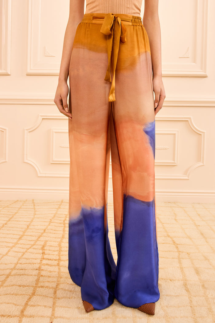 Moontide Silk Pant Waist & Satin Tie Detail - Front Close-Up | Ulla Johnson