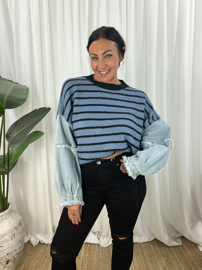 S (8-10) / Blue/Black Stripe