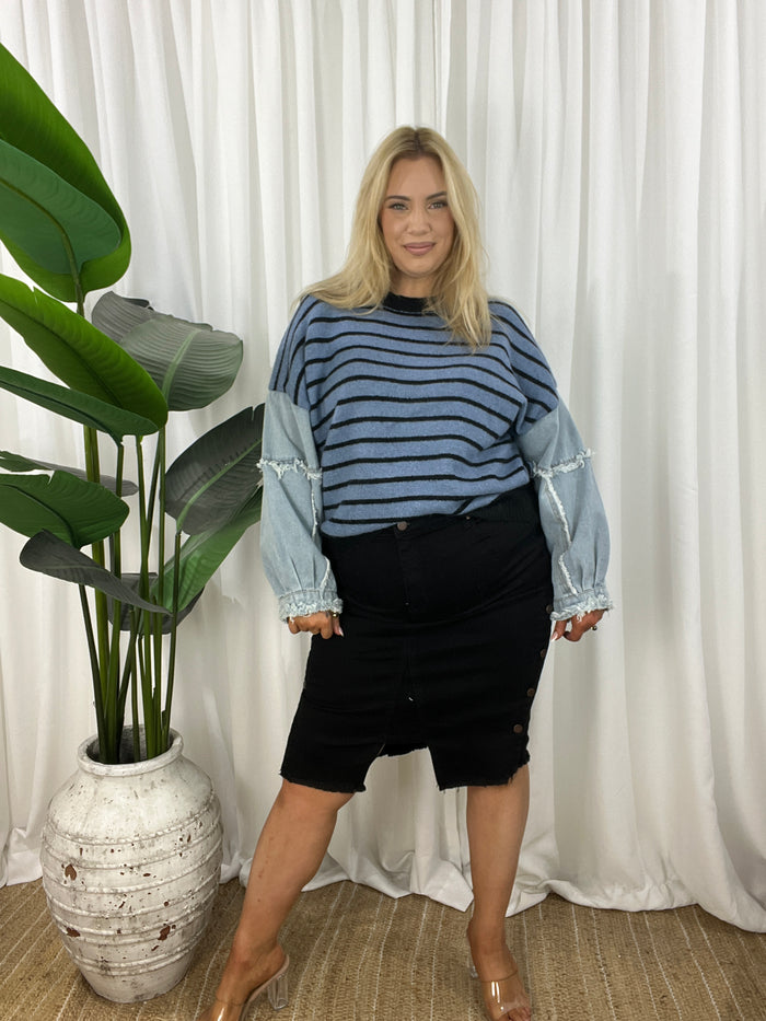 XL (16-18) / Blue/Black Stripe