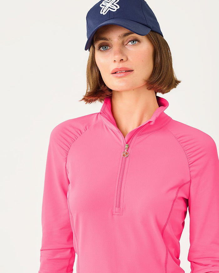 Lilly Pulitzer - Justine Half Zip Upf 50 Plus - Cherry Blossom Pink