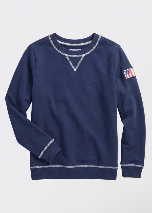 Kids Charley Sweatshirt in French Terry (Navy with American Flag)
