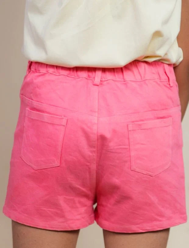 Kids Girls Denim Shorts (Strawberry Red)