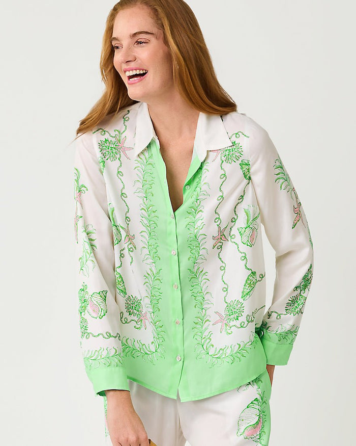 Lilly Pulitzer - Koko Button Down Top - Resort White Ship To Shore