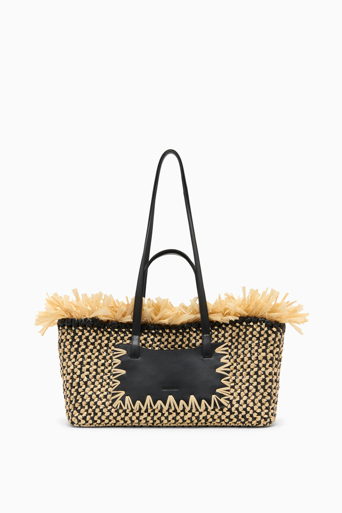 Black Raffia Designer Lali Small East-West Tote - Front View | Ulla Johnson
