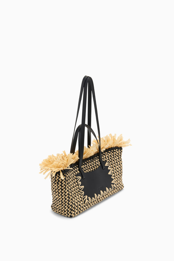 Black Raffia Luxury Lali Small East-West Tote - Side Angle | Ulla Johnson