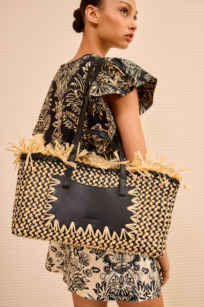 Black Raffia Designer Tote - On Model Styled Look | Ulla Johnson