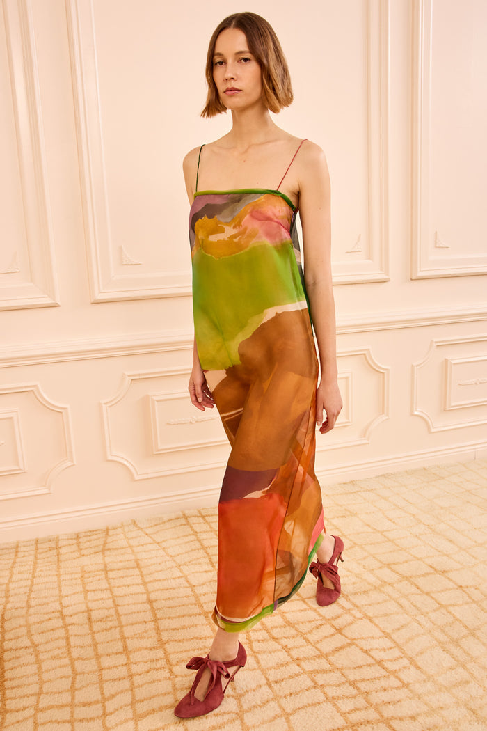 Multicolor Organza Slip Dress - Side Profile | Ulla Johnson