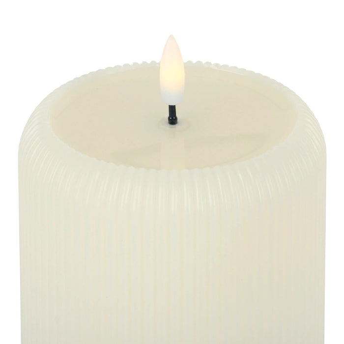 Close up of an LED flicker light candle with real wax