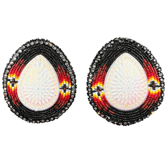 Large Teardrop - Glam Earrings featuring intricate beadwork and sparkling accents.