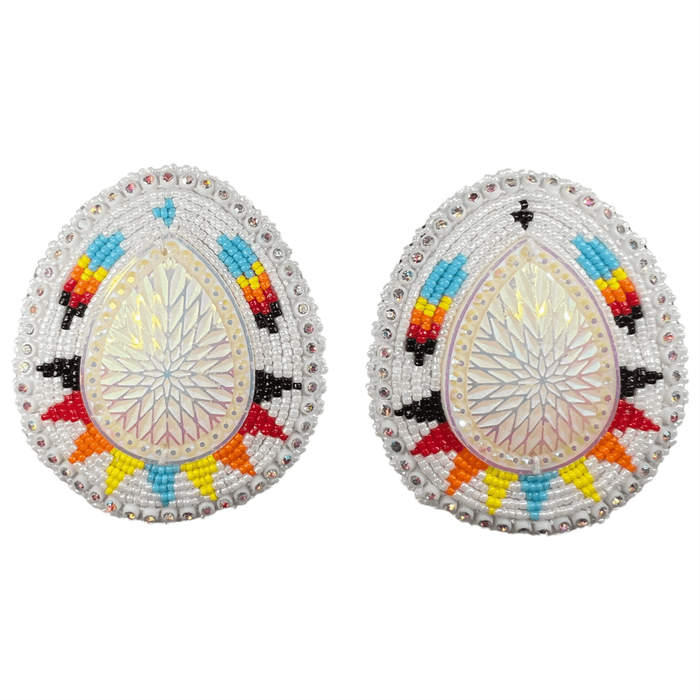 Large Teardrop - Glam Earrings featuring colorful beadwork and a shimmering teardrop design.