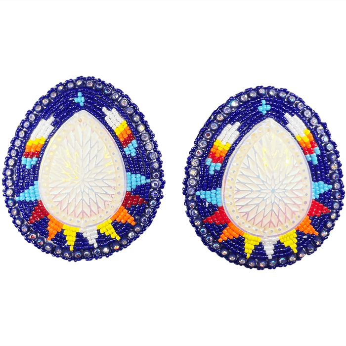 Large Teardrop - Glam Earrings featuring colorful beaded design in teardrop shape for elegant style.