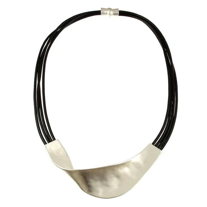 Leather + Metal Twist Necklace