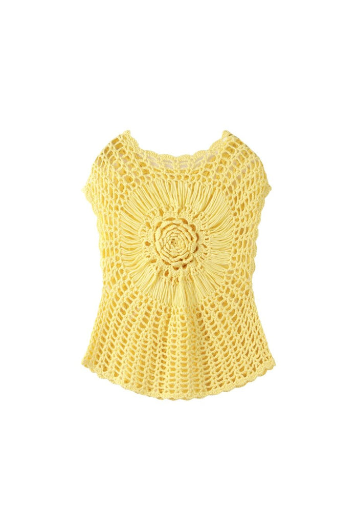 Lemon Cora Crochet Top