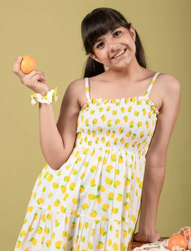 Lemon Printed Pure Cotton Girls Nightsuit -Tweeny Mini