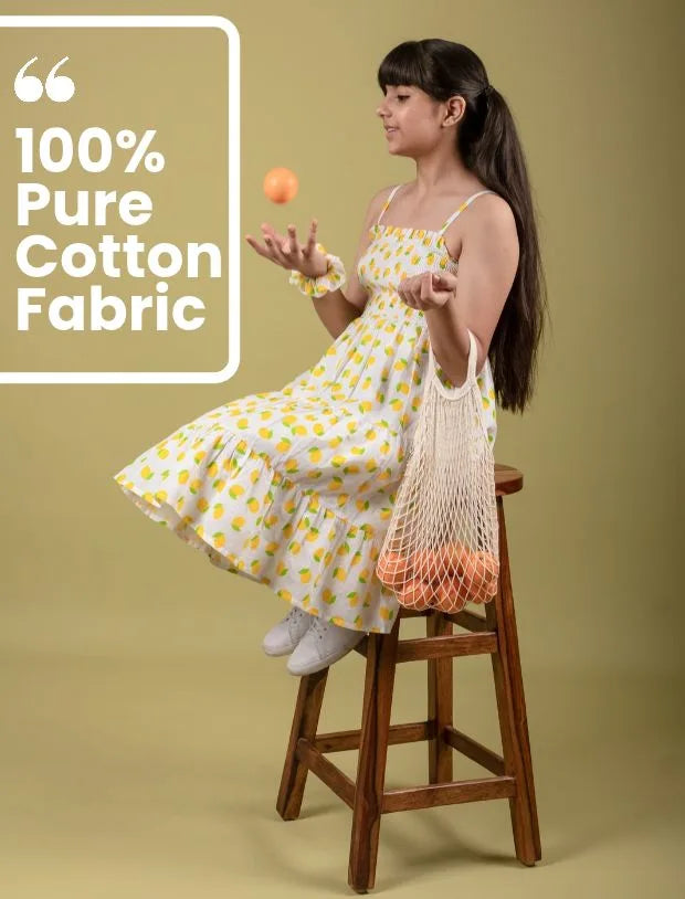 Lemon Printed Pure Cotton Girls Nightsuit -Tweeny Mini