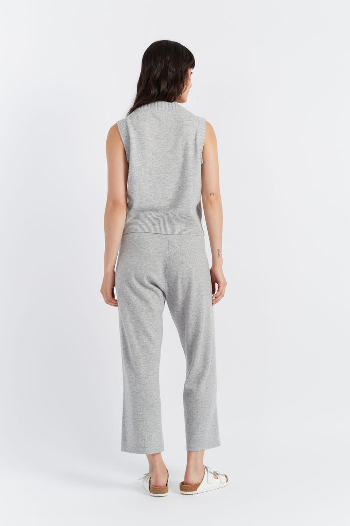 Light-Grey Wool-Cashmere Cropped Track Pants