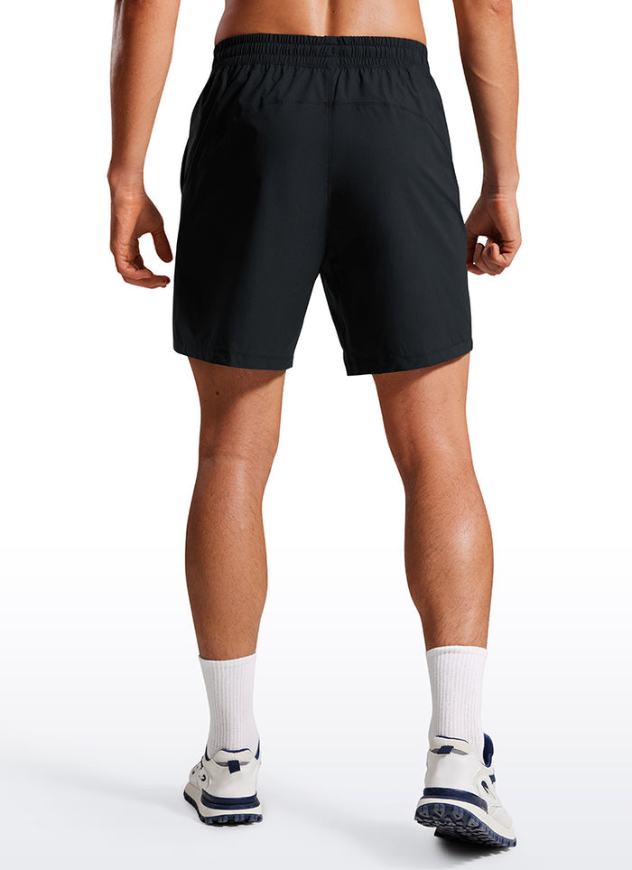 CRZ YOGA Men's Training Quick Dry Pocketed Linerless Shorts 7'' Black