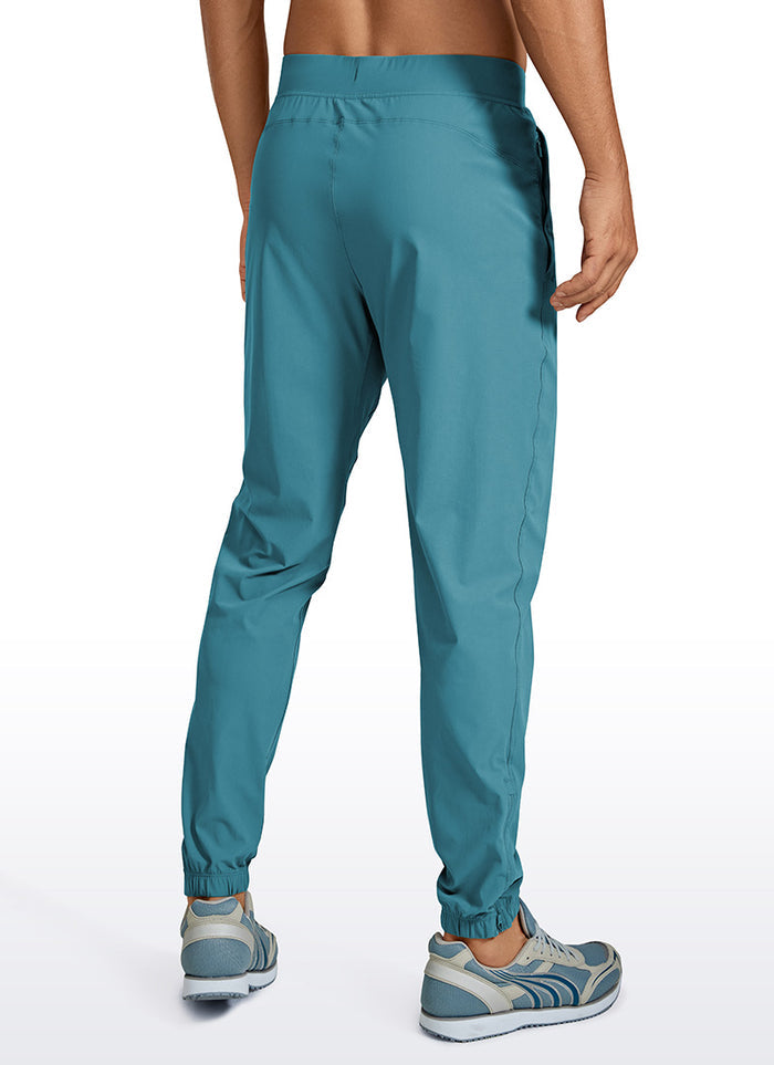 CRZ YOGA Men's Running Slim Fit Lightweight Joggers 29"-Zipper Pockets Washed Blue