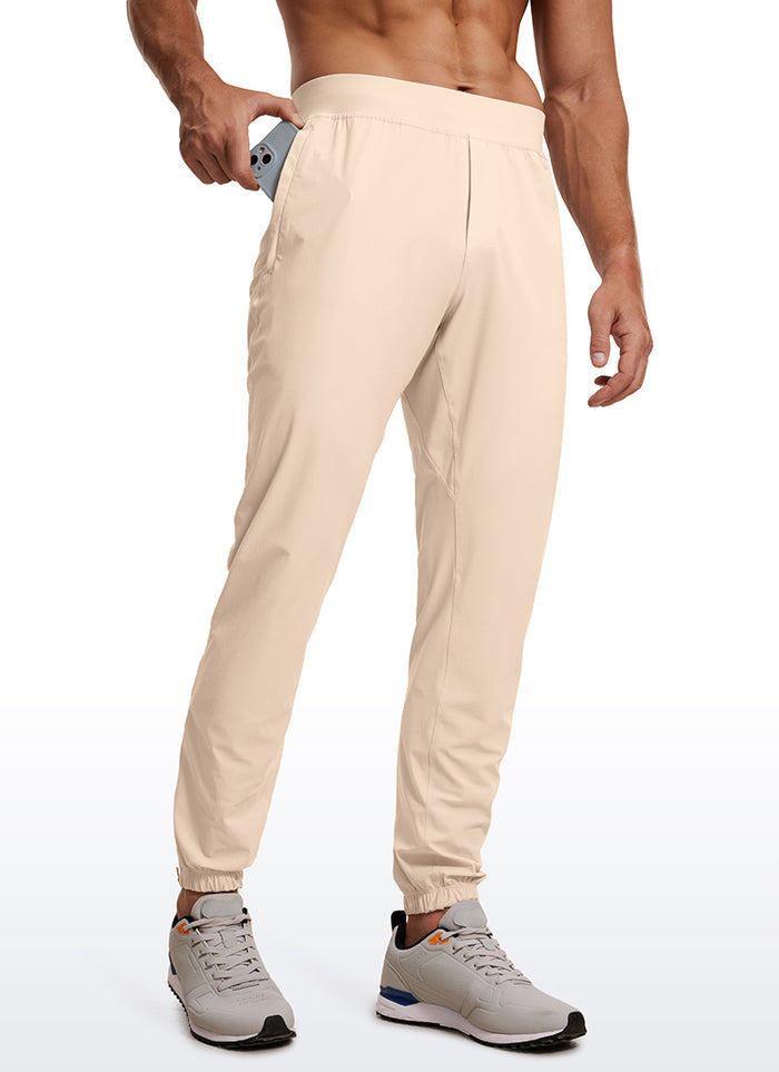 CRZ YOGA Men's Running Slim Fit Lightweight Joggers 29"-Zipper Pockets Raw Linen