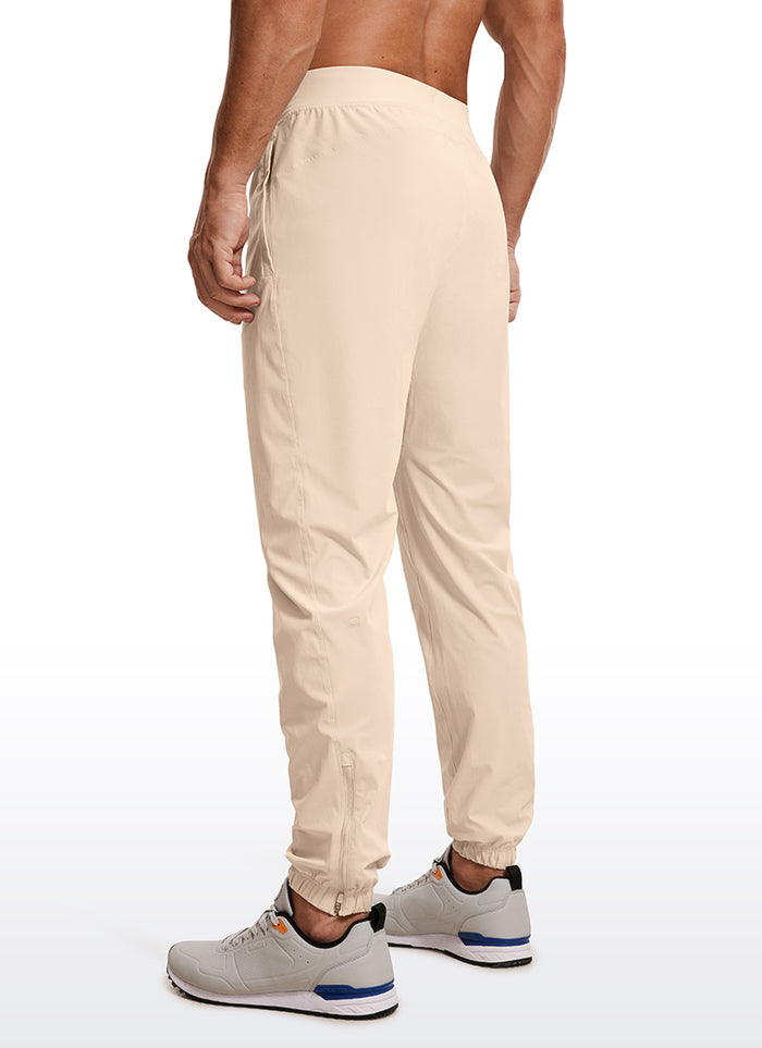 CRZ YOGA Men's Running Slim Fit Lightweight Joggers 29"-Zipper Pockets Raw Linen