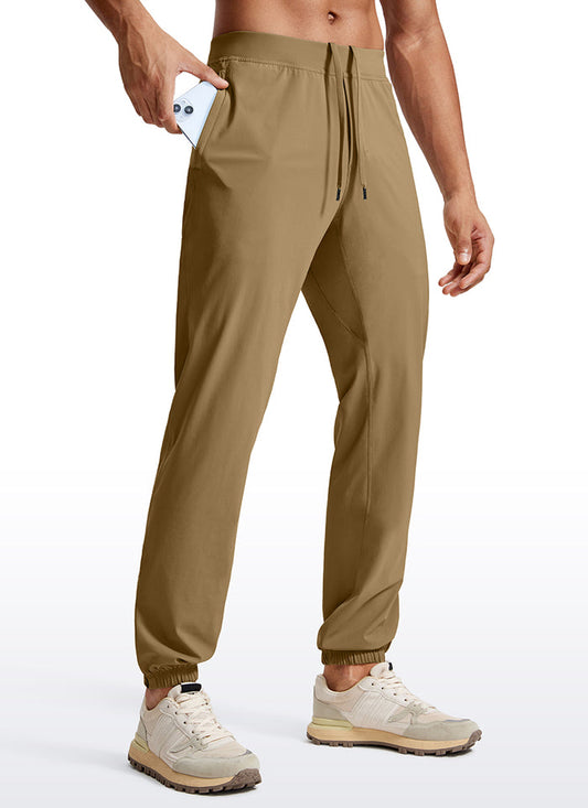 CRZ YOGA Men's Running Slim Fit Lightweight Joggers 31"-Zipper Pockets Artifact Brown