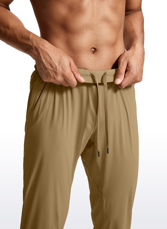 CRZ YOGA Men's Running Slim Fit Lightweight Joggers 31"-Zipper Pockets Artifact Brown