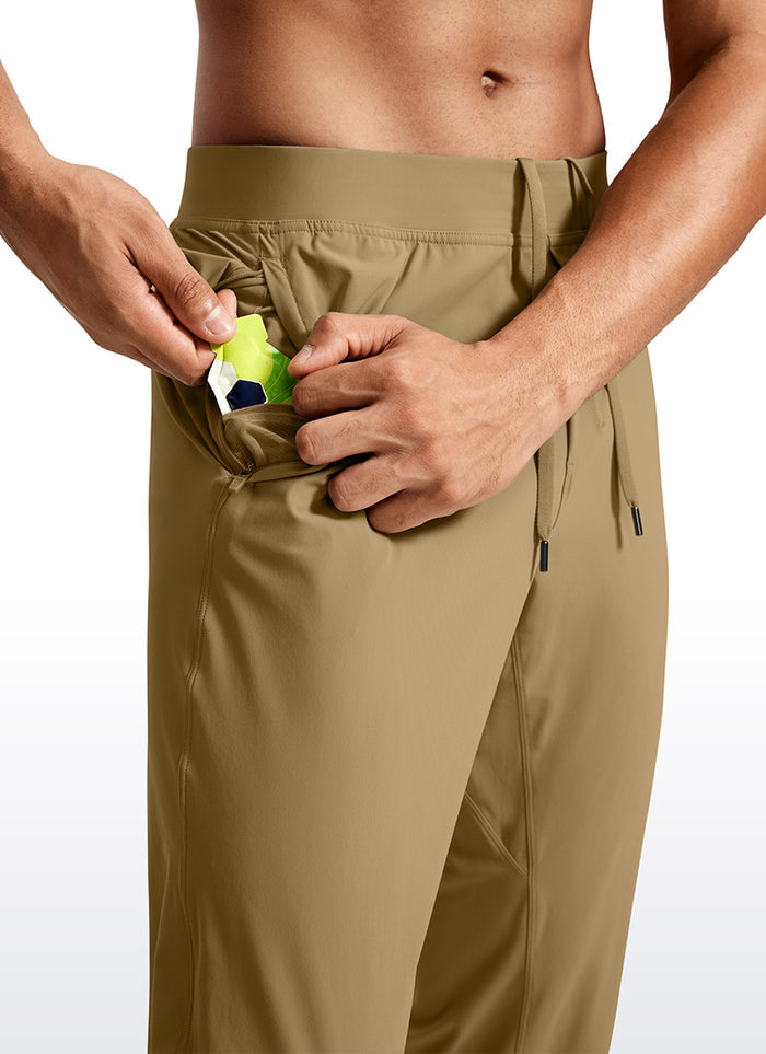 CRZ YOGA Men's Running Slim Fit Lightweight Joggers 31"-Zipper Pockets Artifact Brown