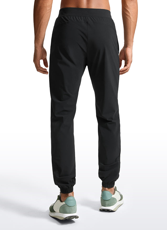 CRZ YOGA Men's Running Slim Fit Lightweight Joggers 31"-Zipper Pockets Black