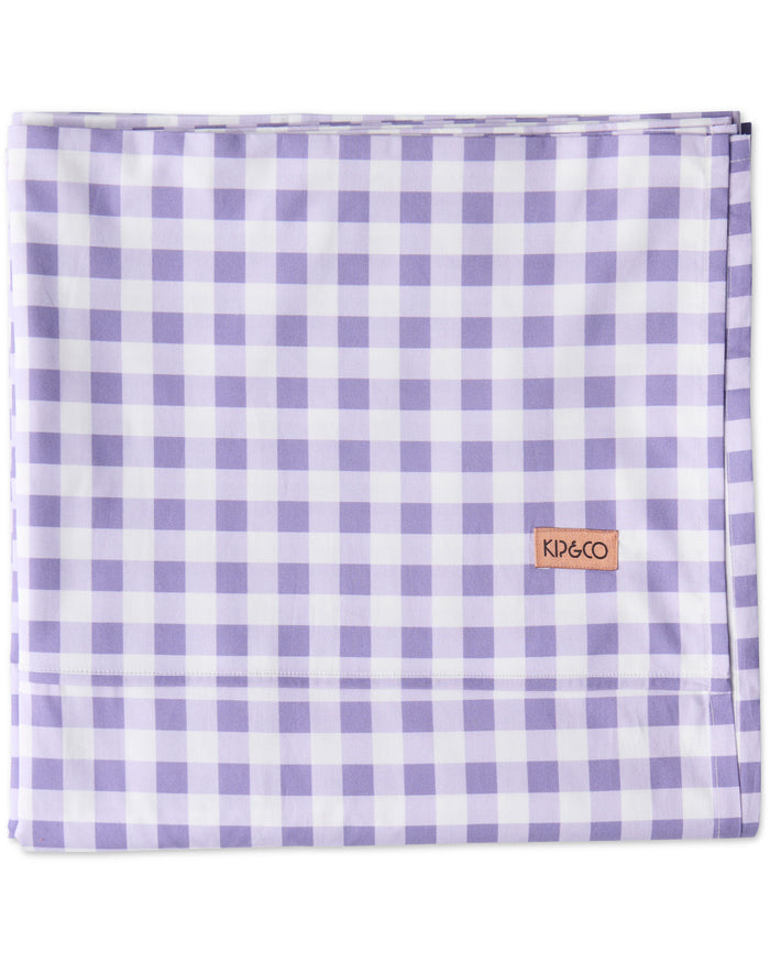 Lilac Gingham Organic Cotton Flat Sheet (US)