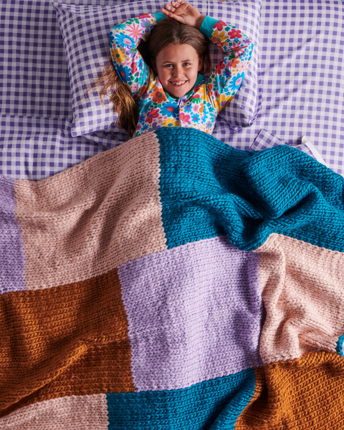 Lilac Gingham Organic Cotton Flat Sheet (US)