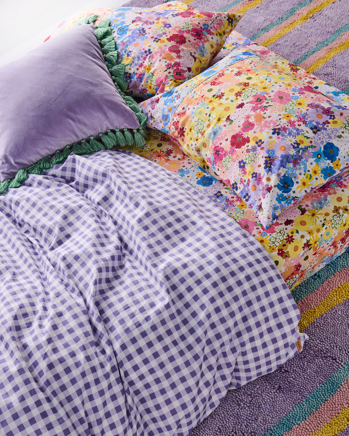 Lilac Gingham Organic Cotton Quilt Cover (US)