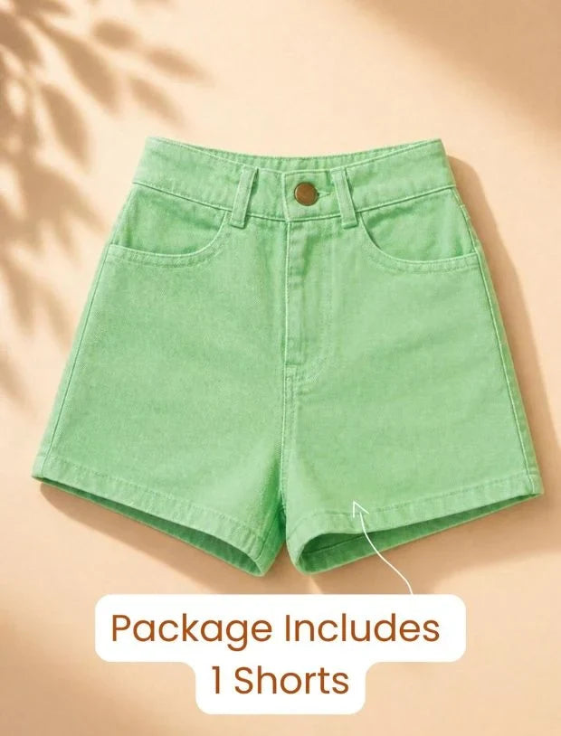 Denim Shorts Lime Green -Tweeny Mini