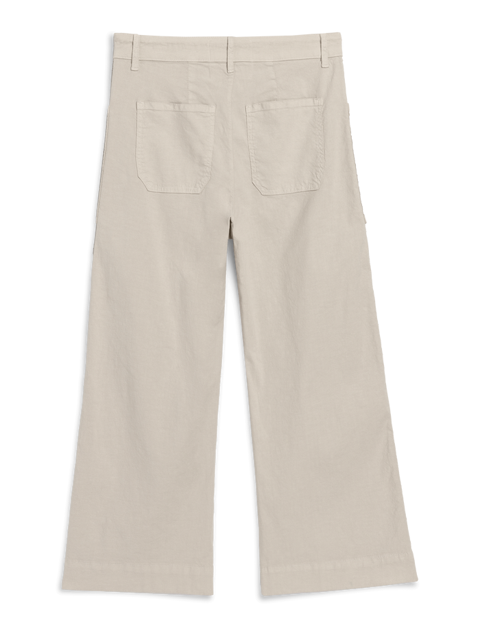 Beige wide-leg pants on a white background