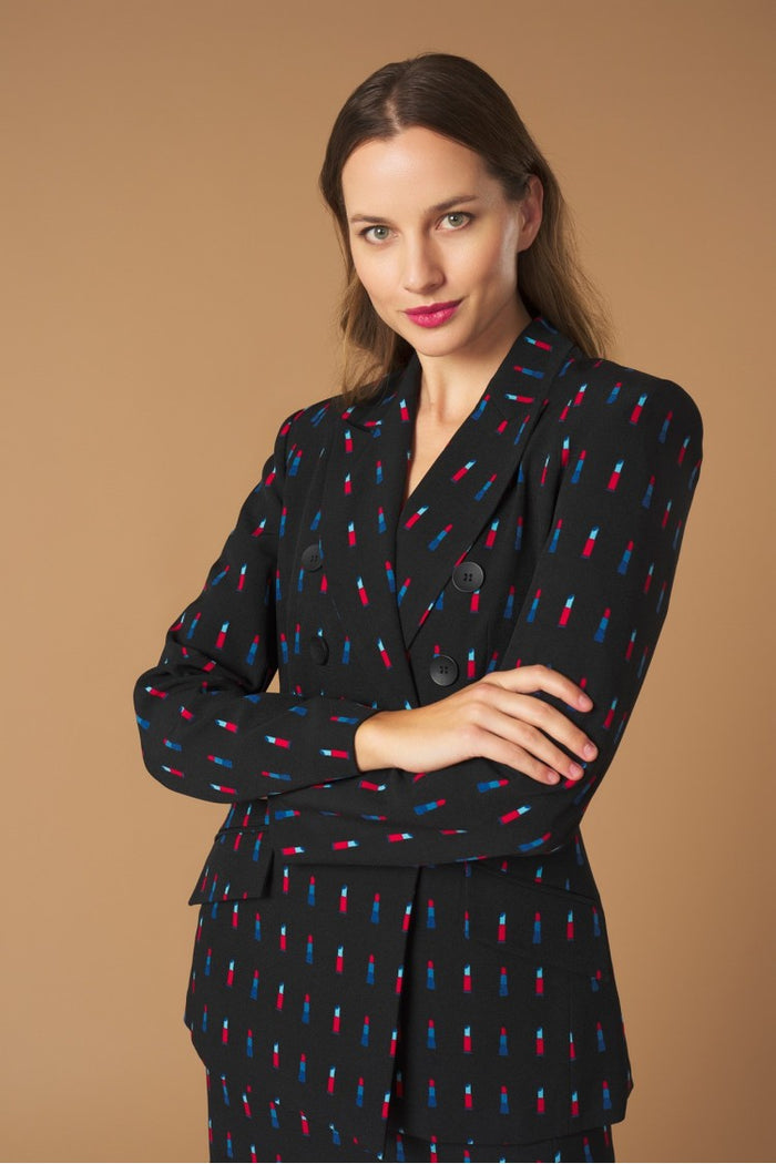LIPSTICK BLAZER JACKET (BLACK/MULTI)