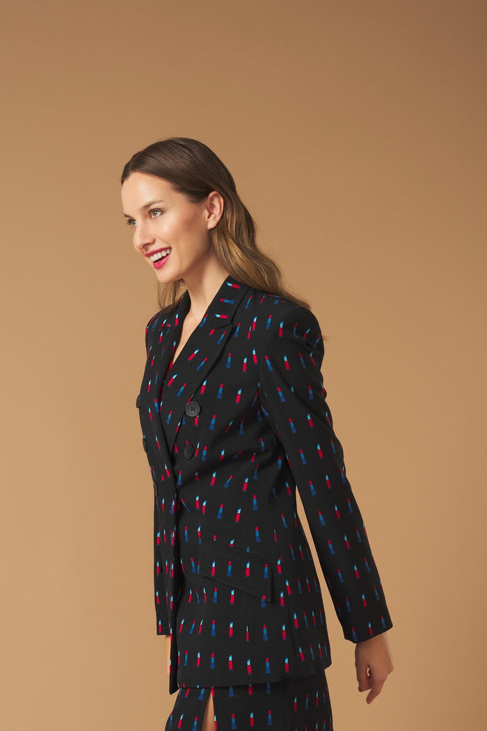 LIPSTICK BLAZER JACKET (BLACK/MULTI)
