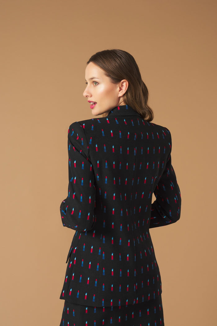 LIPSTICK BLAZER JACKET (BLACK/MULTI)