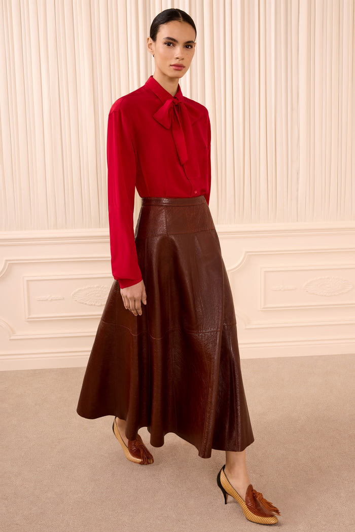 Lise Long Sleeve Silk Blouse - Cerise