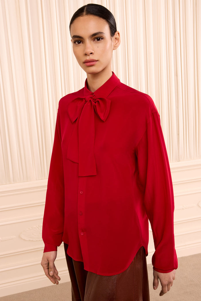 Lise Long Sleeve Silk Blouse - Cerise