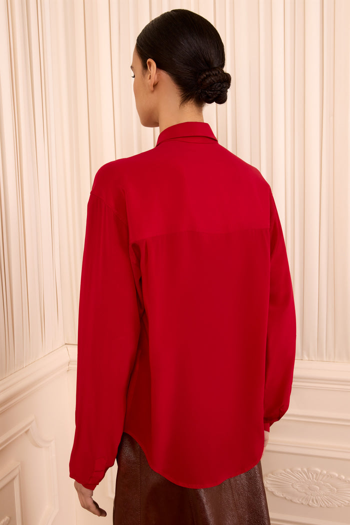 Lise Long Sleeve Silk Blouse - Cerise