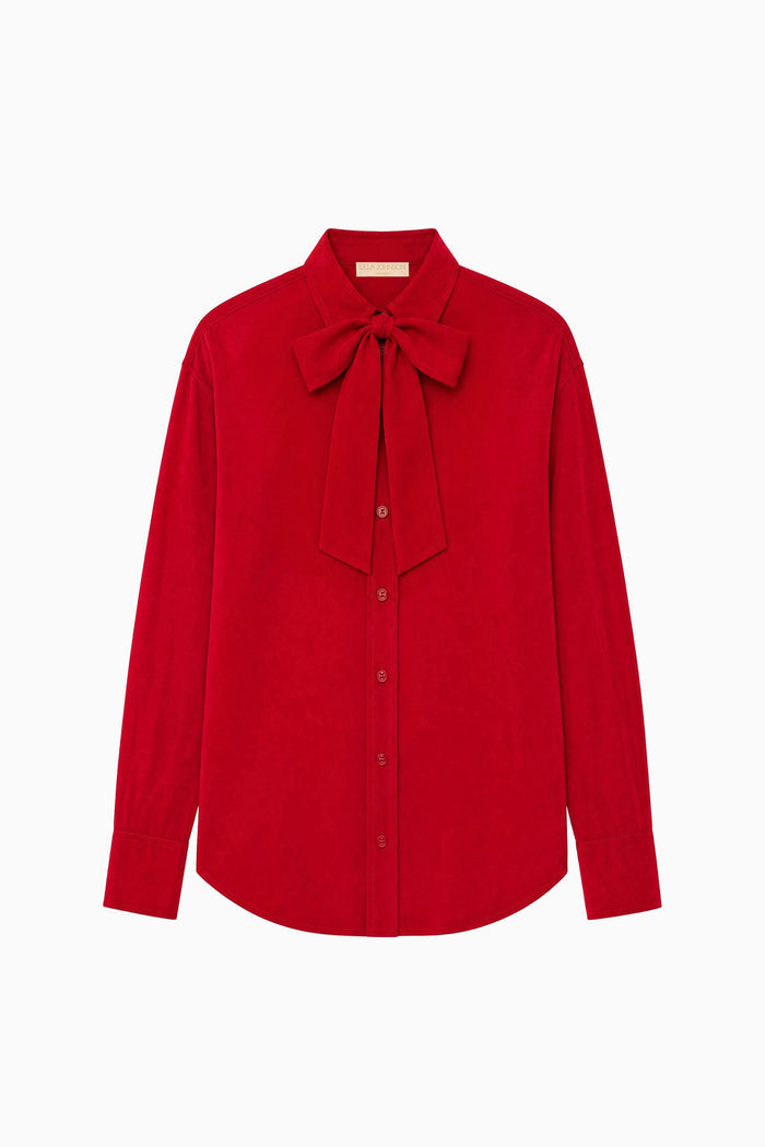 Lise Long Sleeve Silk Blouse - Cerise